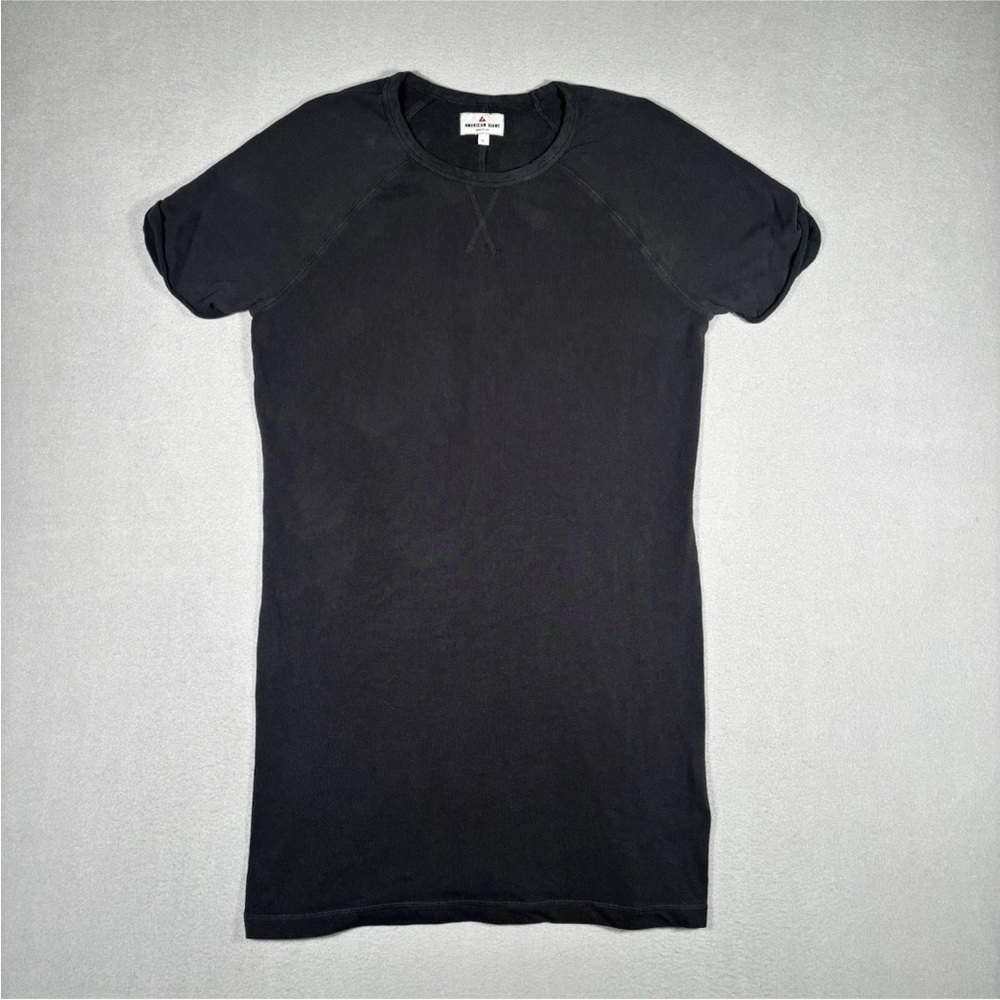 American Giant T-Shirt Dress Jumper Womens Large Black Crew Neck Short Sleeve